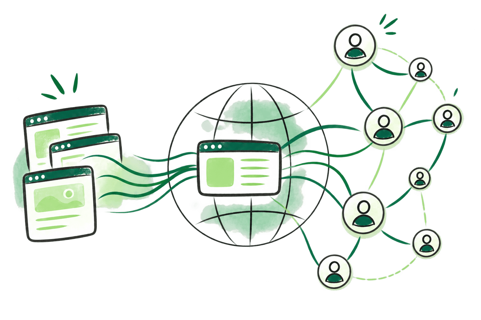 Public web pages moving through a distributed network
